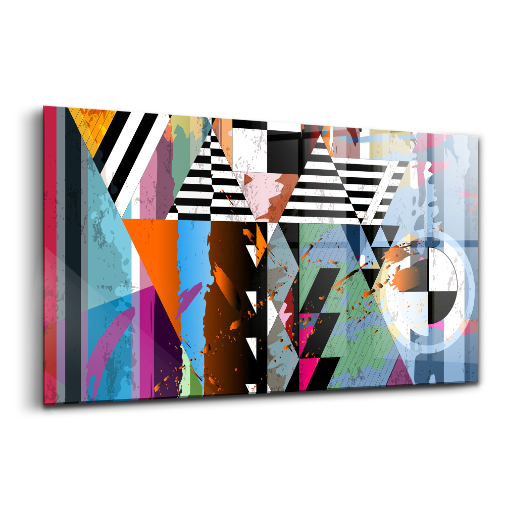 Skleněný obraz na stěnu Abstraktní pruhy a trojúhelníky