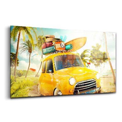 Obraz ze skla Auto se surfovacím prknem