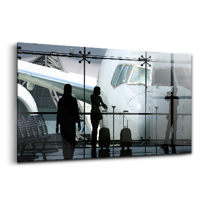 Luxusní skleněný obraz Cestující čekající na letadlo