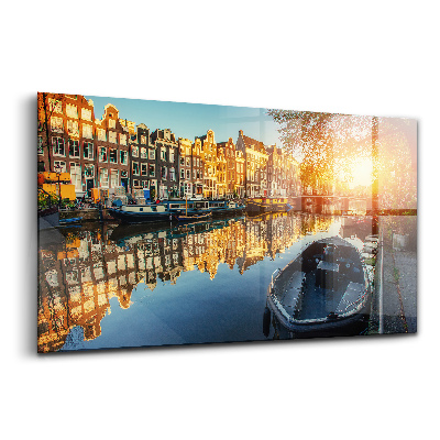Skleněný obraz na stěnu Město Amsterdam