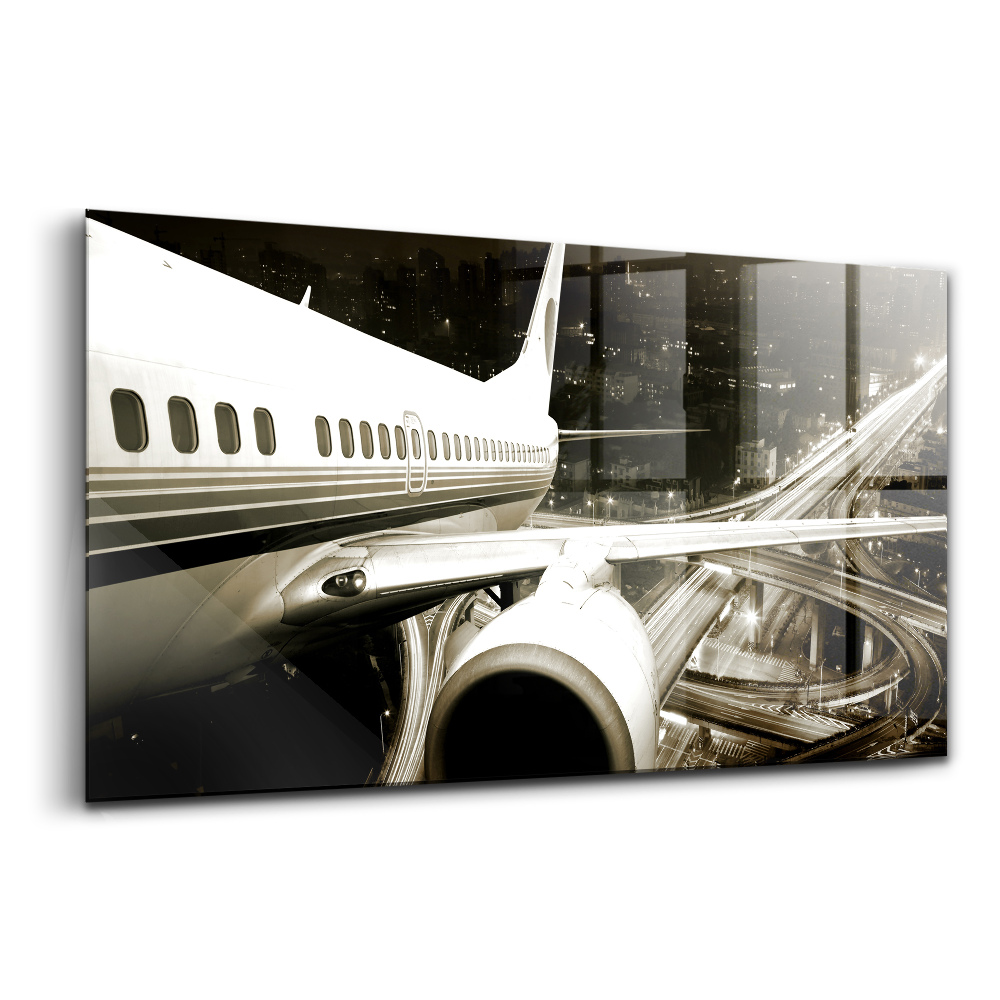 Obraz ze skla Město s letadlem