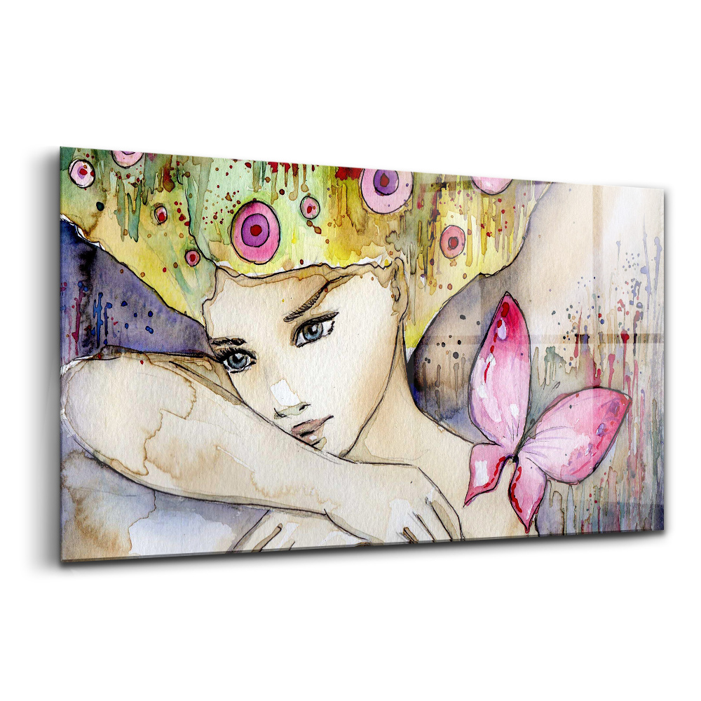 Obraz na skle Žena s barevnými vlasy