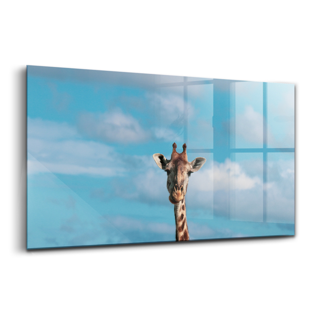 Skleněný obraz Vysoká žirafa na pozadí oblohy