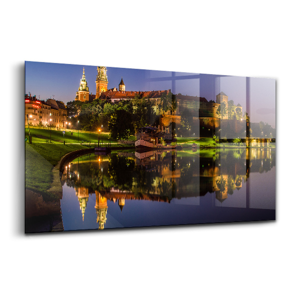 Skleněný obraz na zeď Hrad Wawel na Visle v noci