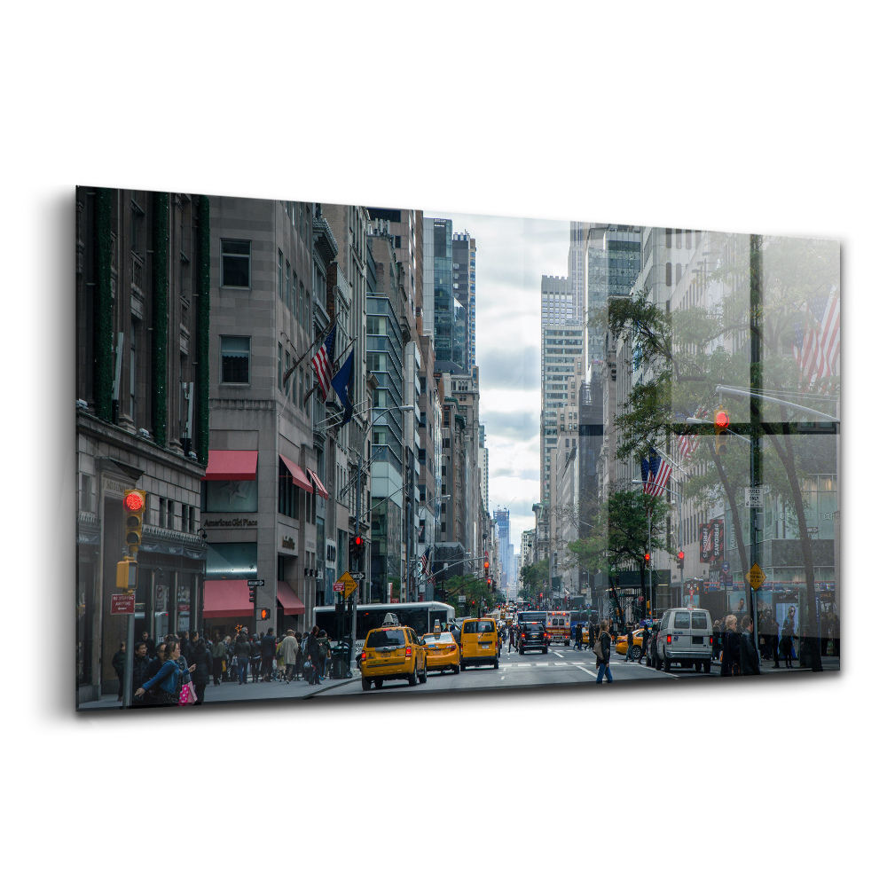 Luxusní skleněný obraz Ulice v New Yorku taxíky