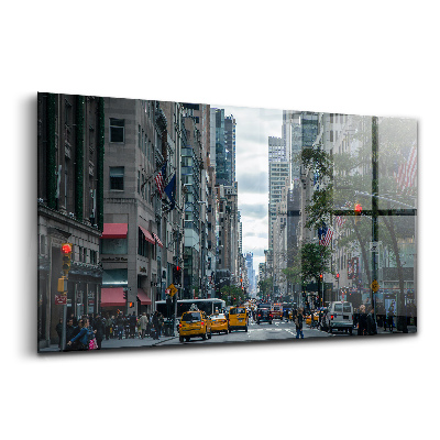 Luxusní skleněný obraz Ulice v New Yorku taxíky