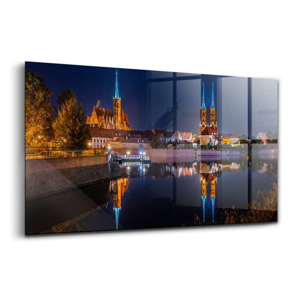 Skleněný obraz Vratislavská katedrála v noci