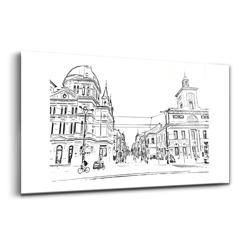 Luxusní skleněný obraz Poznan ilustrace starého města