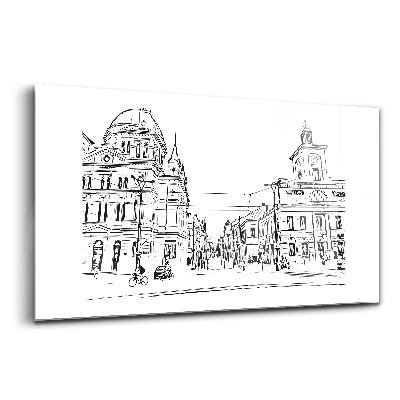 Luxusní skleněný obraz Poznan ilustrace starého města