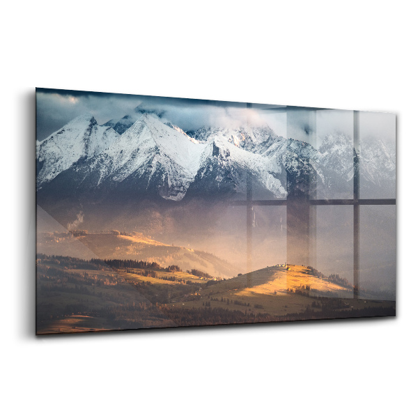 Skleněný obraz na stěnu Tatry zimní panorama
