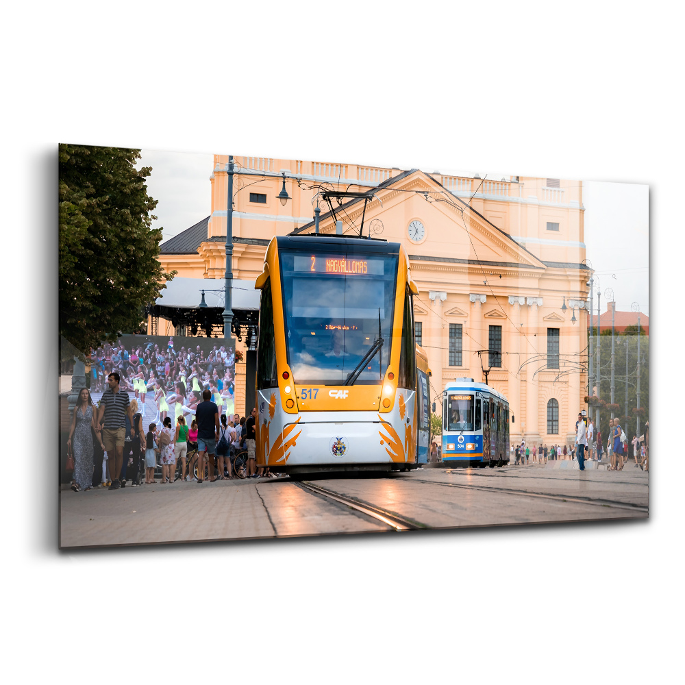 Skleněný obraz Tramvajová trať v debrecínu v maďarsku