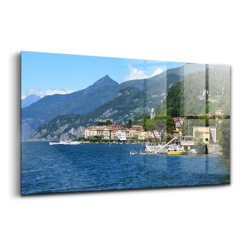 Skleněný obraz na stěnu Horská krajina jezera Garda
