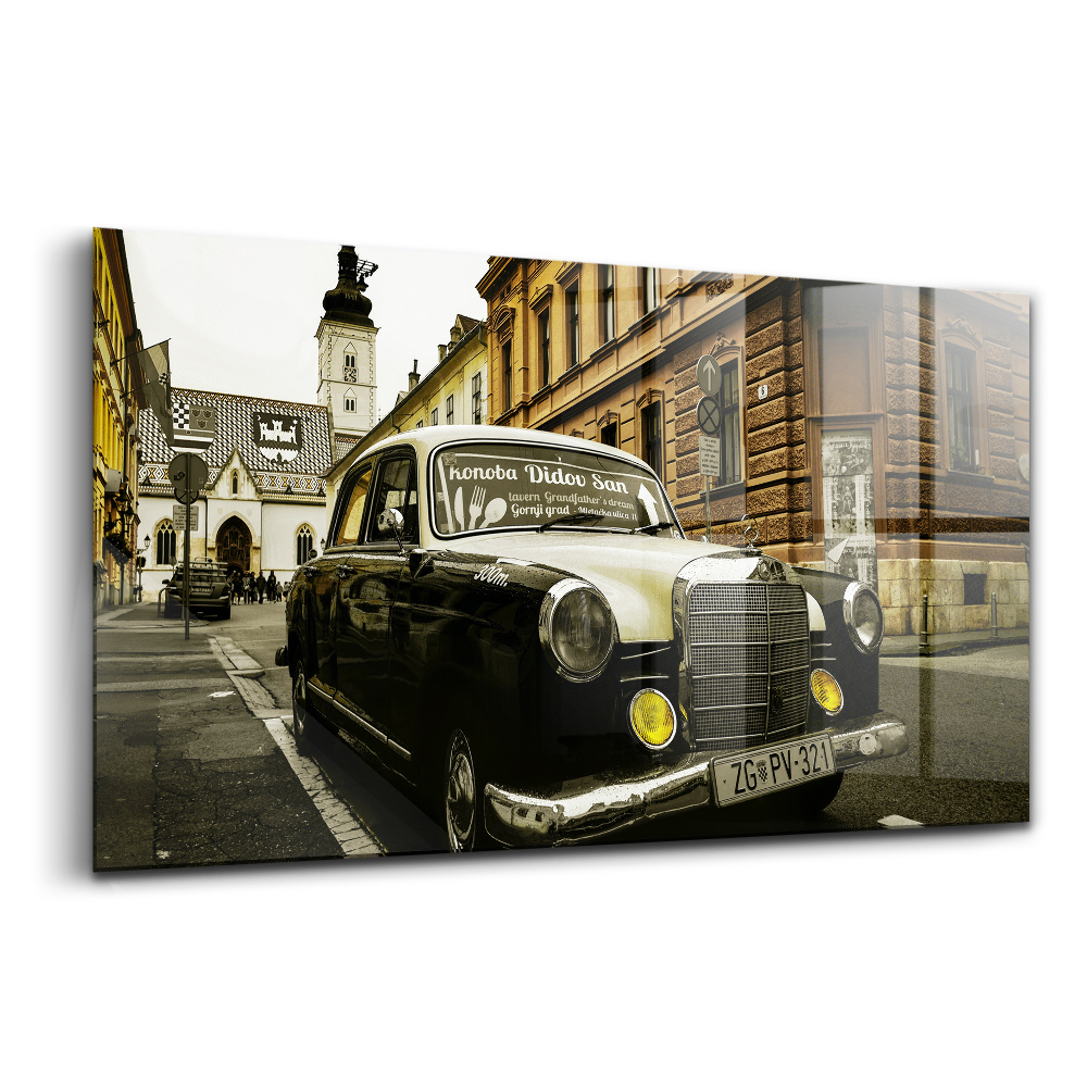 Skleněný obraz na zeď Starý Mercedes v Záhřebu