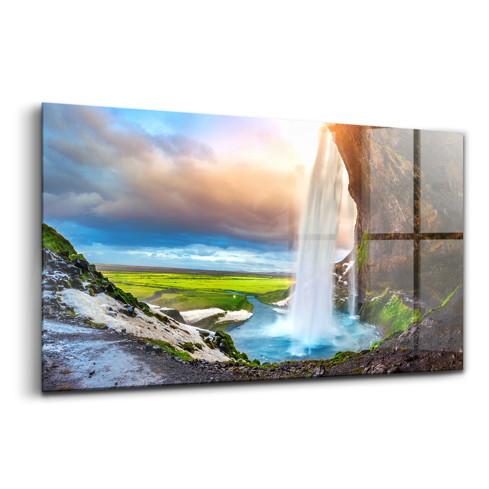 Obraz ze skla Vodopád seljalandsfoss na Islandu