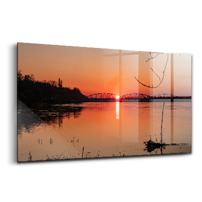 Luxusní skleněný obraz Jezero při západu slunce