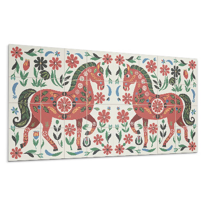 Panel na zeď Květinový vzor koně