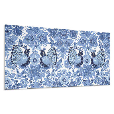 Nástěnný panel Vzorek s ptáky a květinami