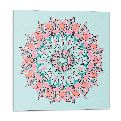 Nástěnný panel Motiv mandaly se zelenými listy