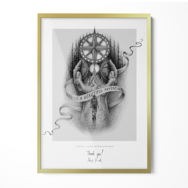 Zlatý závěsný fotorámeček 50x70 cm