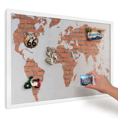 Magnetická tabule na zeď Mapa světa v bílém provedení