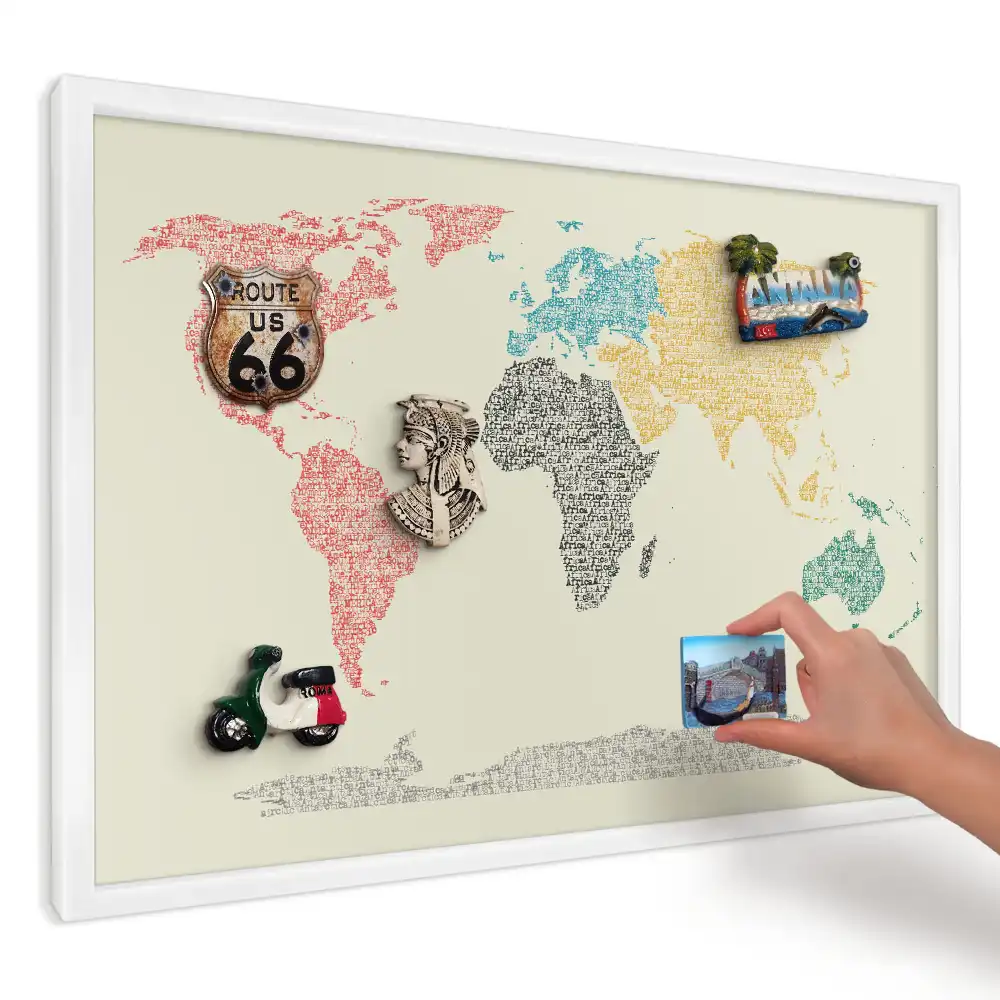 Magnetická tabule Mapa světa s písmeny
