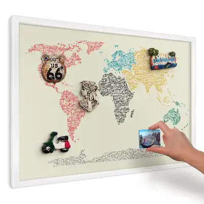 Magnetická tabule Mapa světa s písmeny