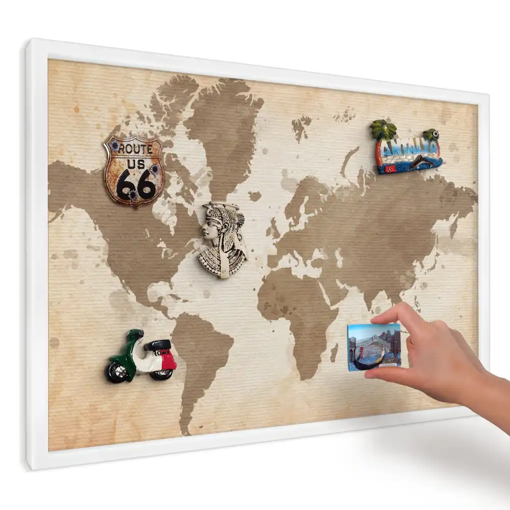 Magnetická tabule do kuchyně Hnědá vintage mapa