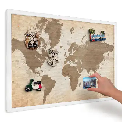 Magnetická tabule do kuchyně Hnědá vintage mapa