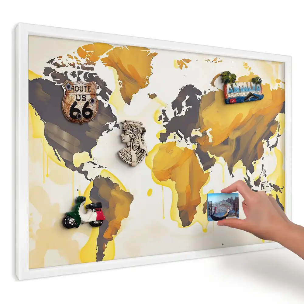 Magnetická tabule do kuchyně Žlutá abstraktní mapa