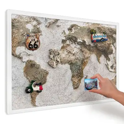 Magnetická tabule Reliéfní mapa Země do kuchyně