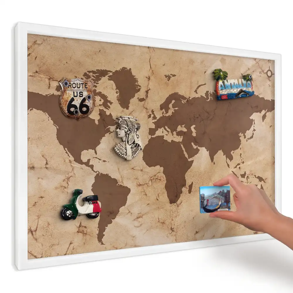 Magnetická tabule do kuchyně Béžová a hnědá mapa