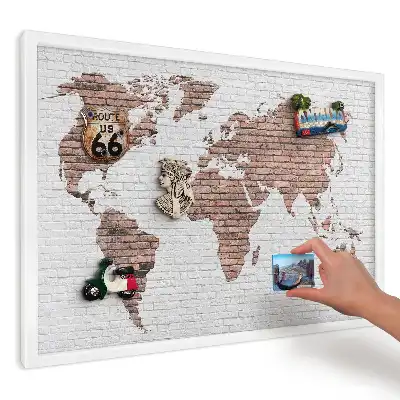 Magnetická tabule Mapa na cihlové zdi
