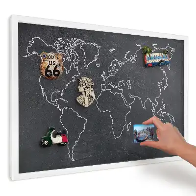 Magnetická tabule do kuchyně Mapa světa na tmě