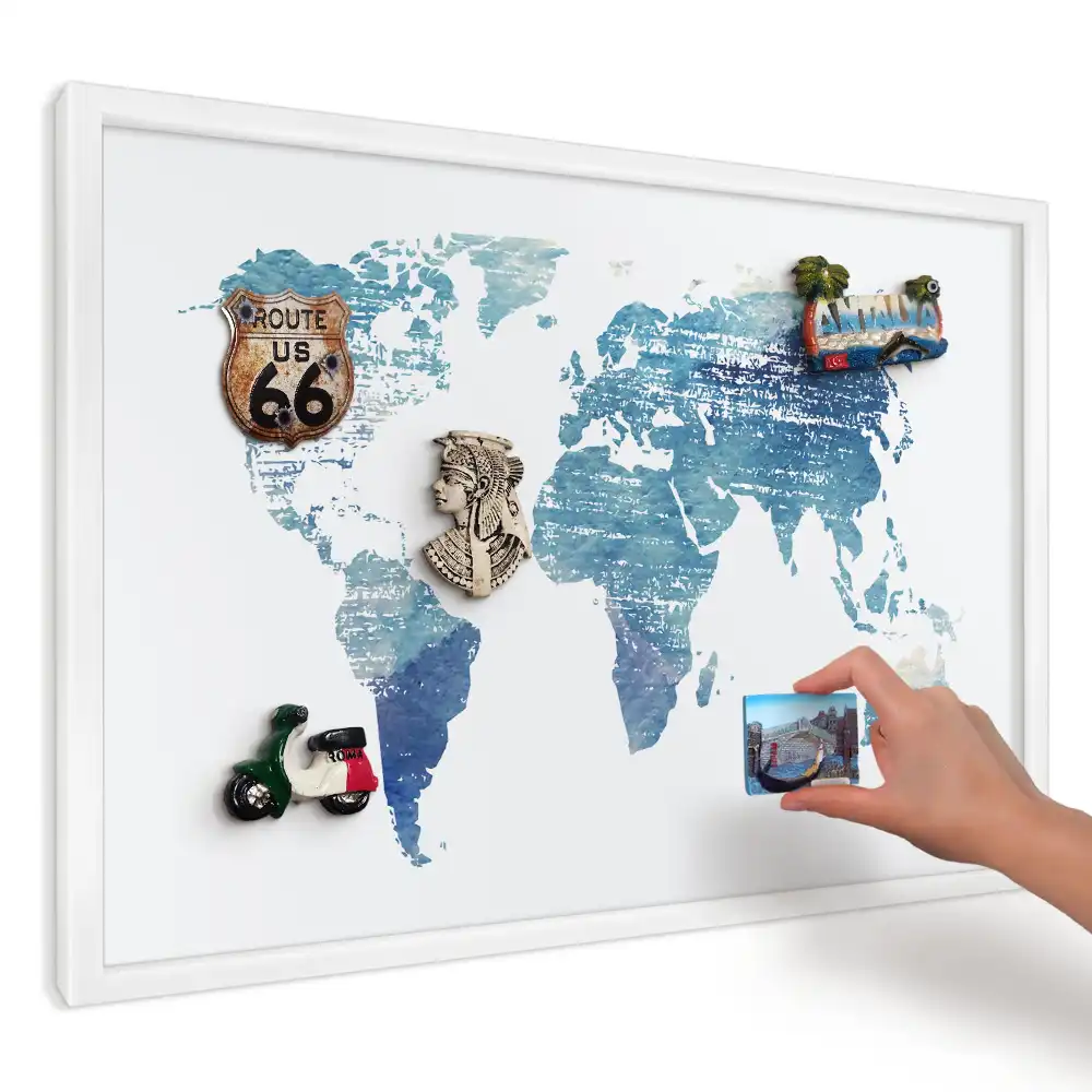 Magnetická tabule do kuchyně Modrá akvarelová mapa