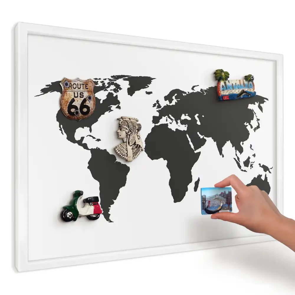 Magnetická tabule do kuchyně elegantní černobílá mapa
