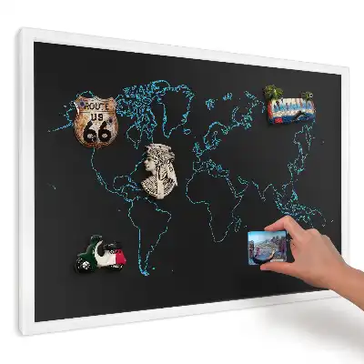 Magnetická tabule se Světle modrým obrysem mapy
