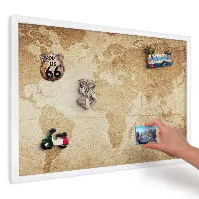 Stylová magnetická tabule do kuchyně béžová mapa