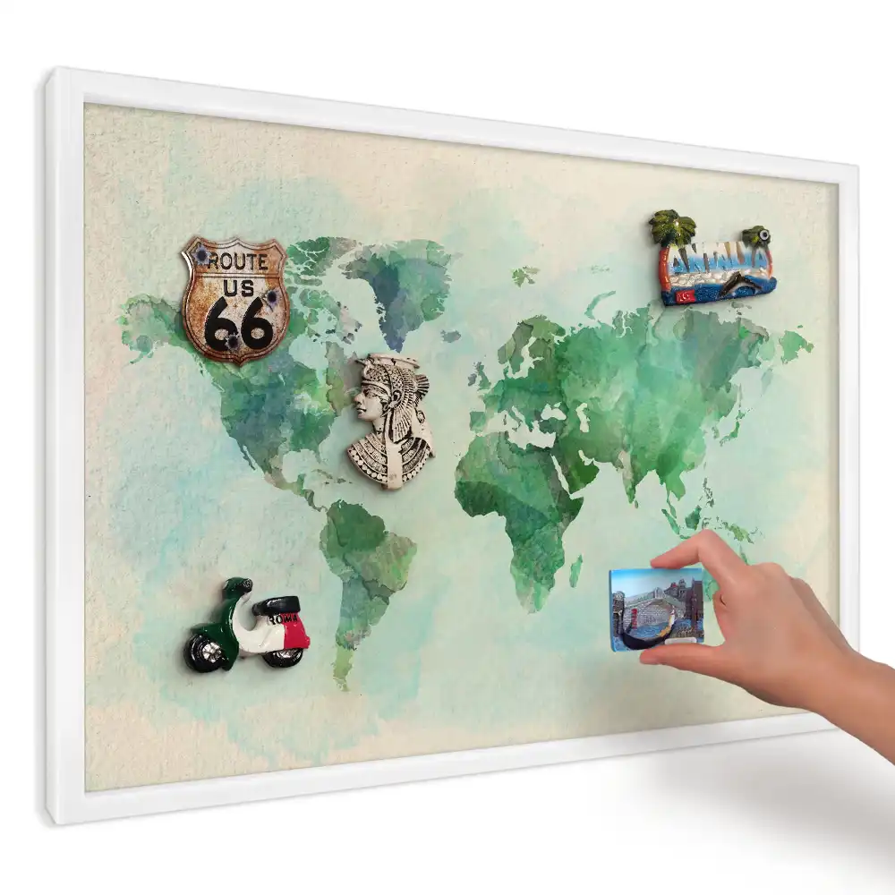Magnetická tabule Zelená akvarelová mapa