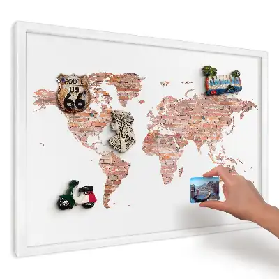 Magnetická tabule Cihlový svět na bílém