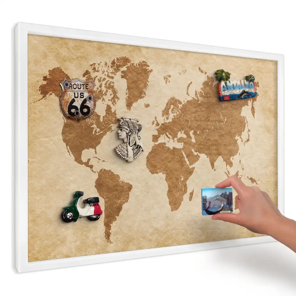 Magnetická tabule stylová mapa hnědá