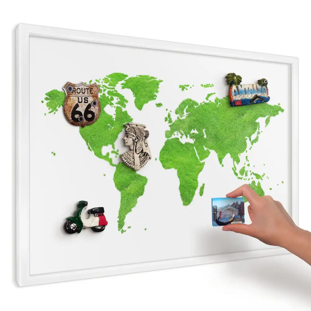 Magnetická tabule do kuchyně Zelená mapa na bílém