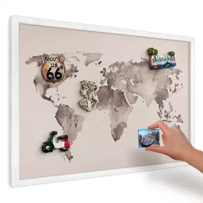 Magnetická tabule Hnědá mapa světa