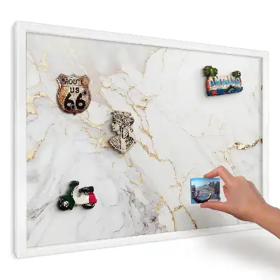 Magnetická tabule do kuchyně Bílý mramor se žlutými žilkami