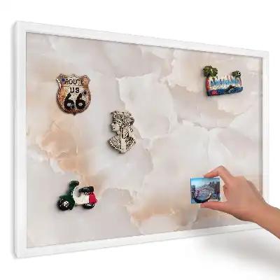 Magnetická tabule do kuchyně v dekoru béžového a krémového mramoru