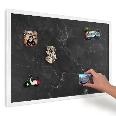 Magnetická tabule do kuchyně černá textura s bílými žilkami