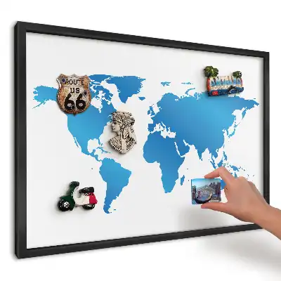 Magnetická tabule do kuchyně Modrá mapa světa