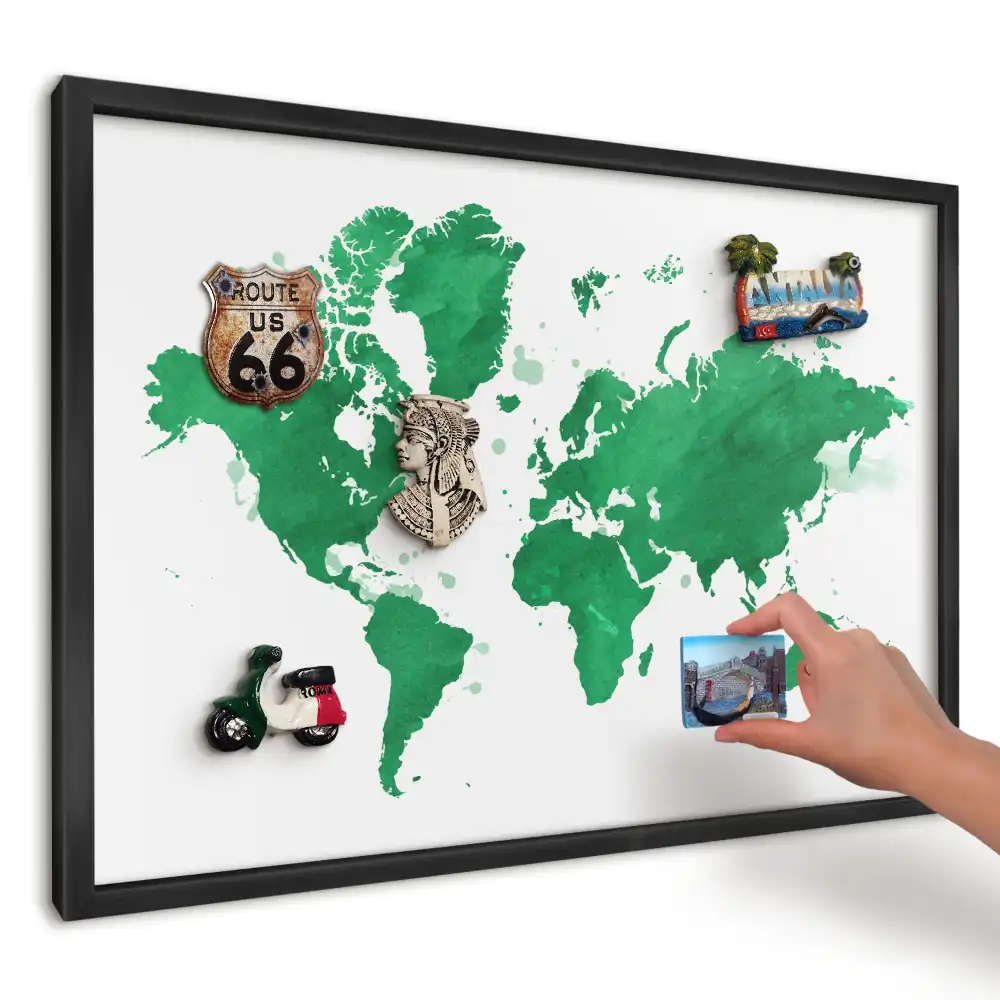 Magnetická tabule Zelená akvarelová mapa