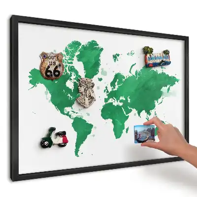 Magnetická tabule Zelená akvarelová mapa