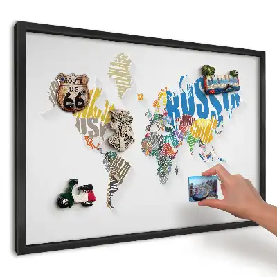 Magnetická tabule barevná mapa s nápisy