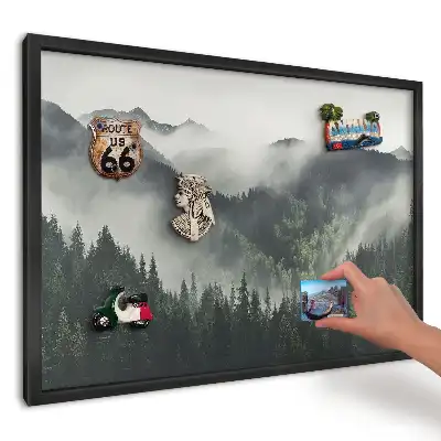 Magnetická tabule do kuchyně Mlžný les a hory
